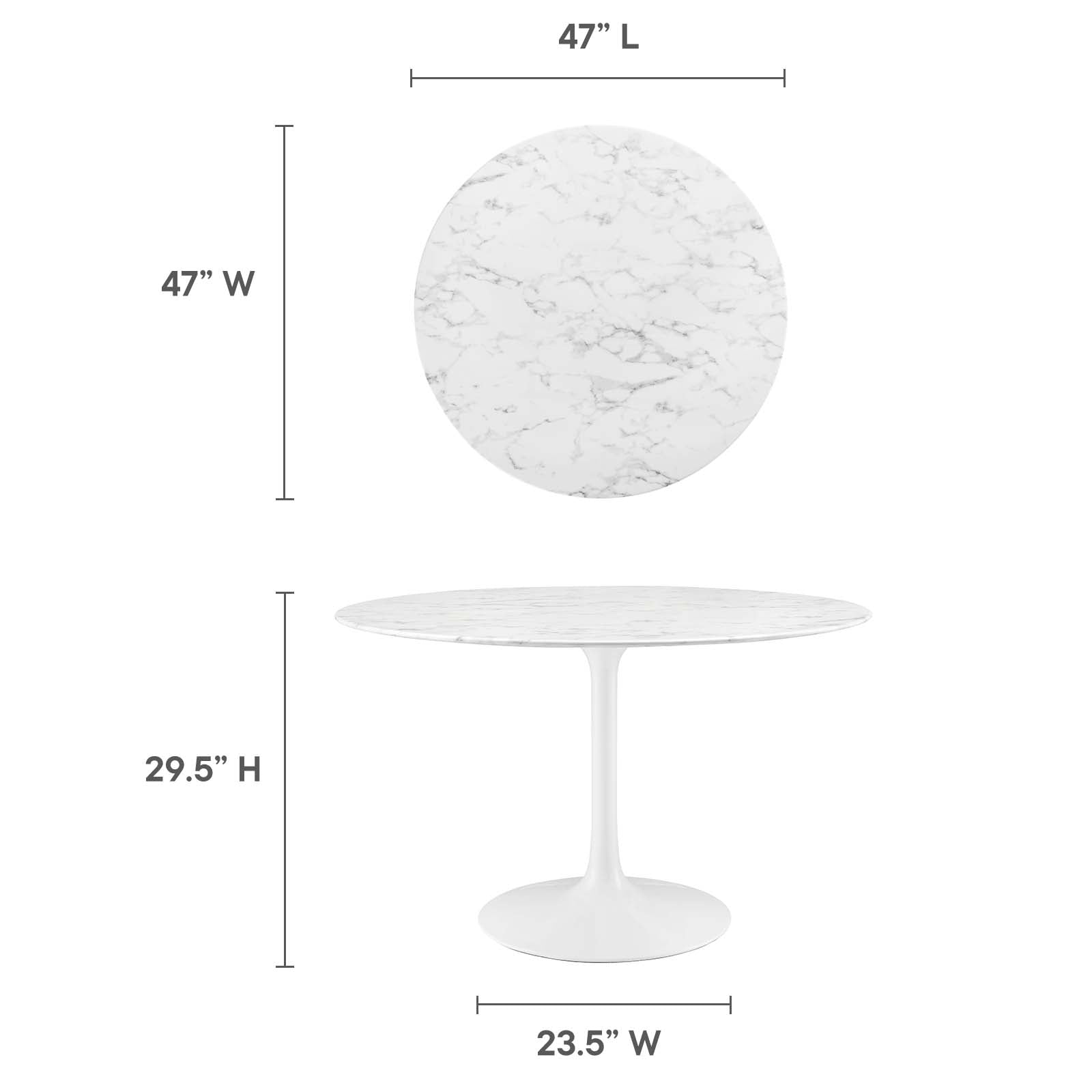 Modway Lippa 47" Round Artificial Marble Dining Table - EEI-1131 | Dining Tables | Modishstore - 9