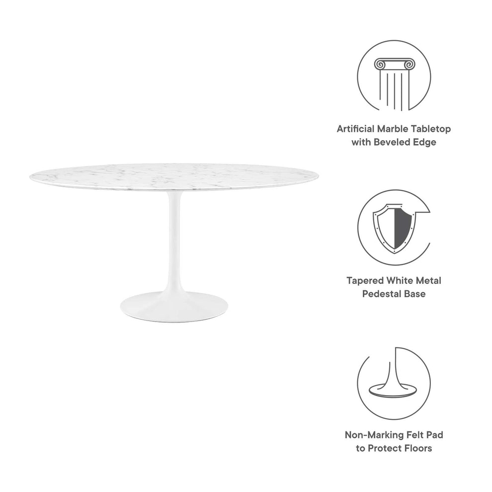 Modway Lippa 60" Round Artificial Marble Dining Table - EEI-1133 | Dining Tables | Modishstore - 10