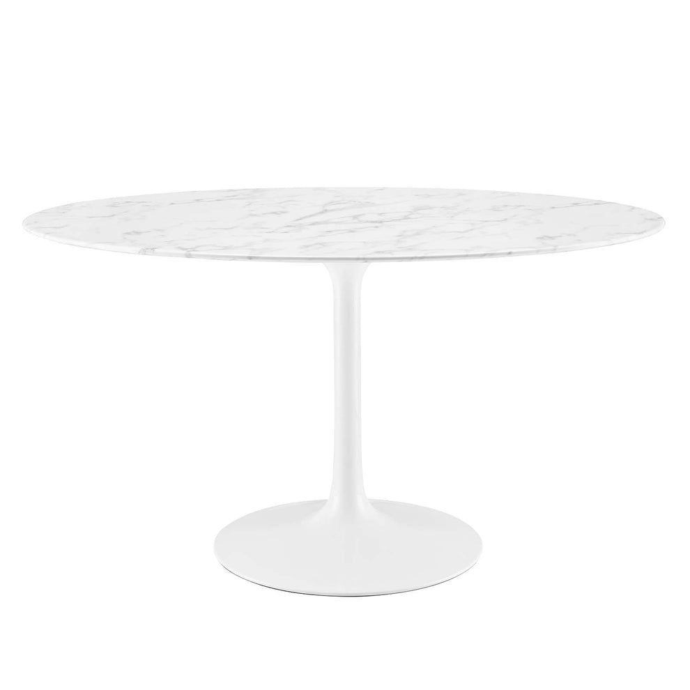 Modway Lippa 54" Oval Artificial Marble Dining Table - White - EEI-1134 | Dining Tables | Modishstore - 5