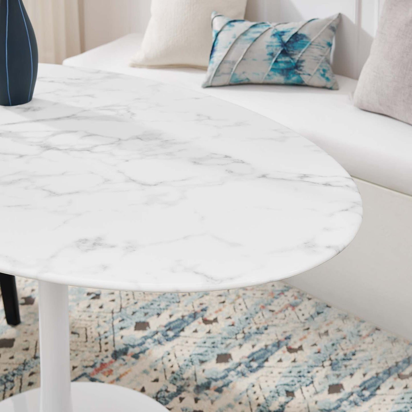 Modway Lippa 54" Oval Artificial Marble Dining Table - White - EEI-1134 | Dining Tables | Modishstore - 6