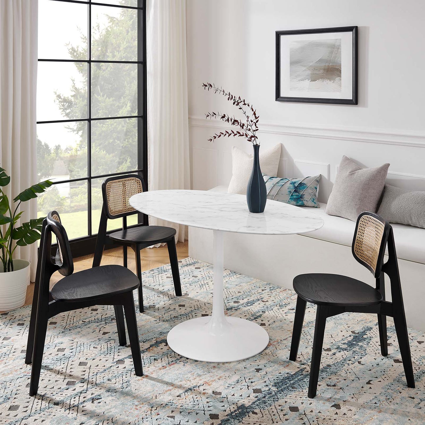 Modway Lippa 54" Oval Artificial Marble Dining Table - White - EEI-1134 | Dining Tables | Modishstore - 7