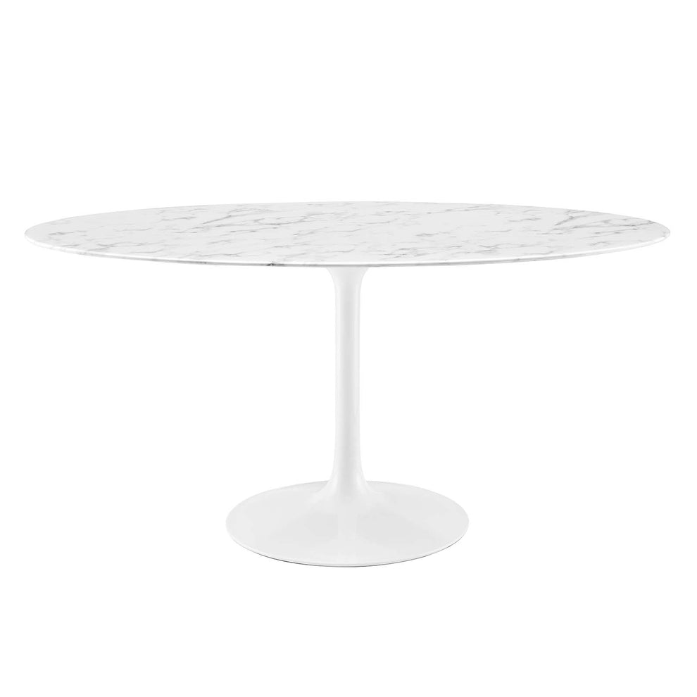 Modway Lippa 60" Oval Artificial Marble Dining Table in White - EEI-1135 | Dining Tables | Modishstore - 7