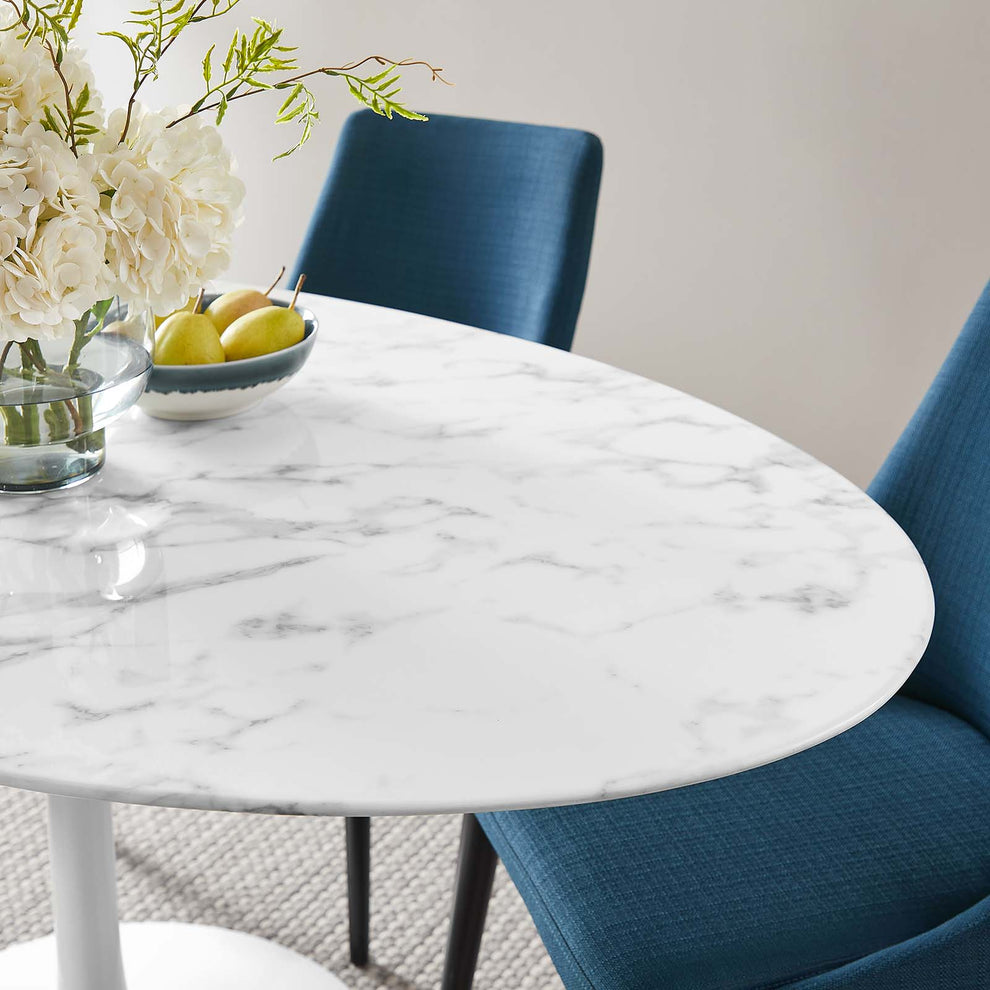 Modway Lippa 60" Oval Artificial Marble Dining Table in White - EEI-1135 | Dining Tables | Modishstore - 5