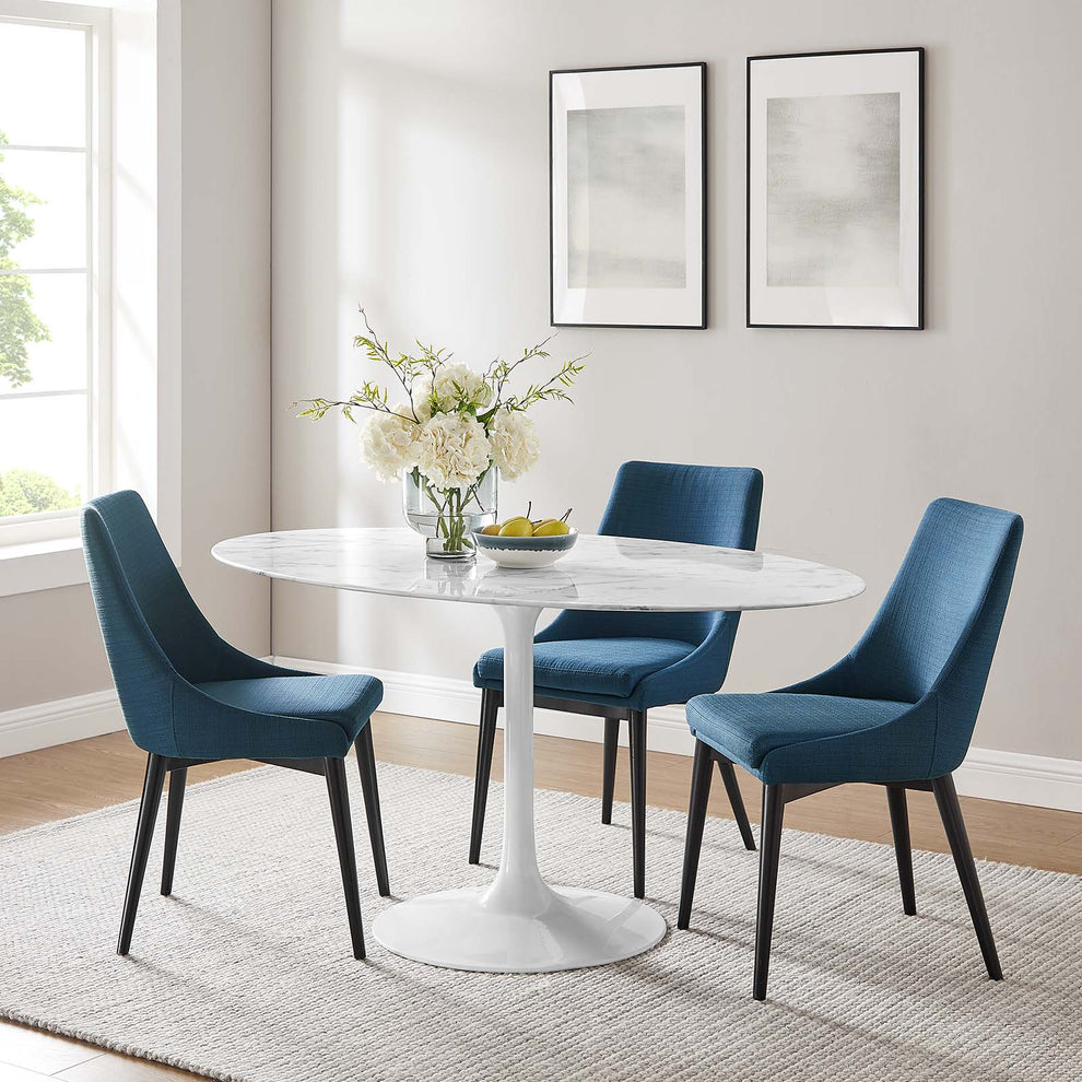 Modway Lippa 60" Oval Artificial Marble Dining Table in White - EEI-1135 | Dining Tables | Modishstore - 6