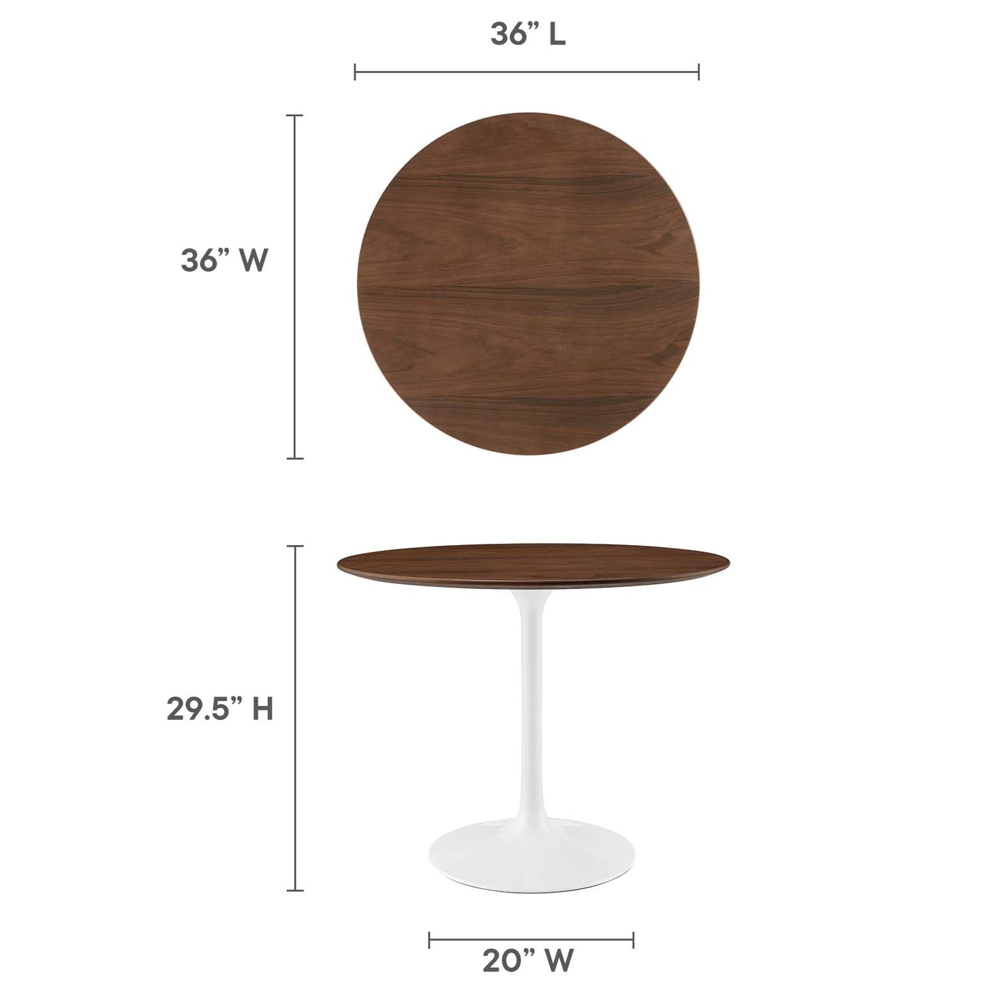 Modway Lippa 36" Round Walnut Dining Table - Walnut - EEI-1136