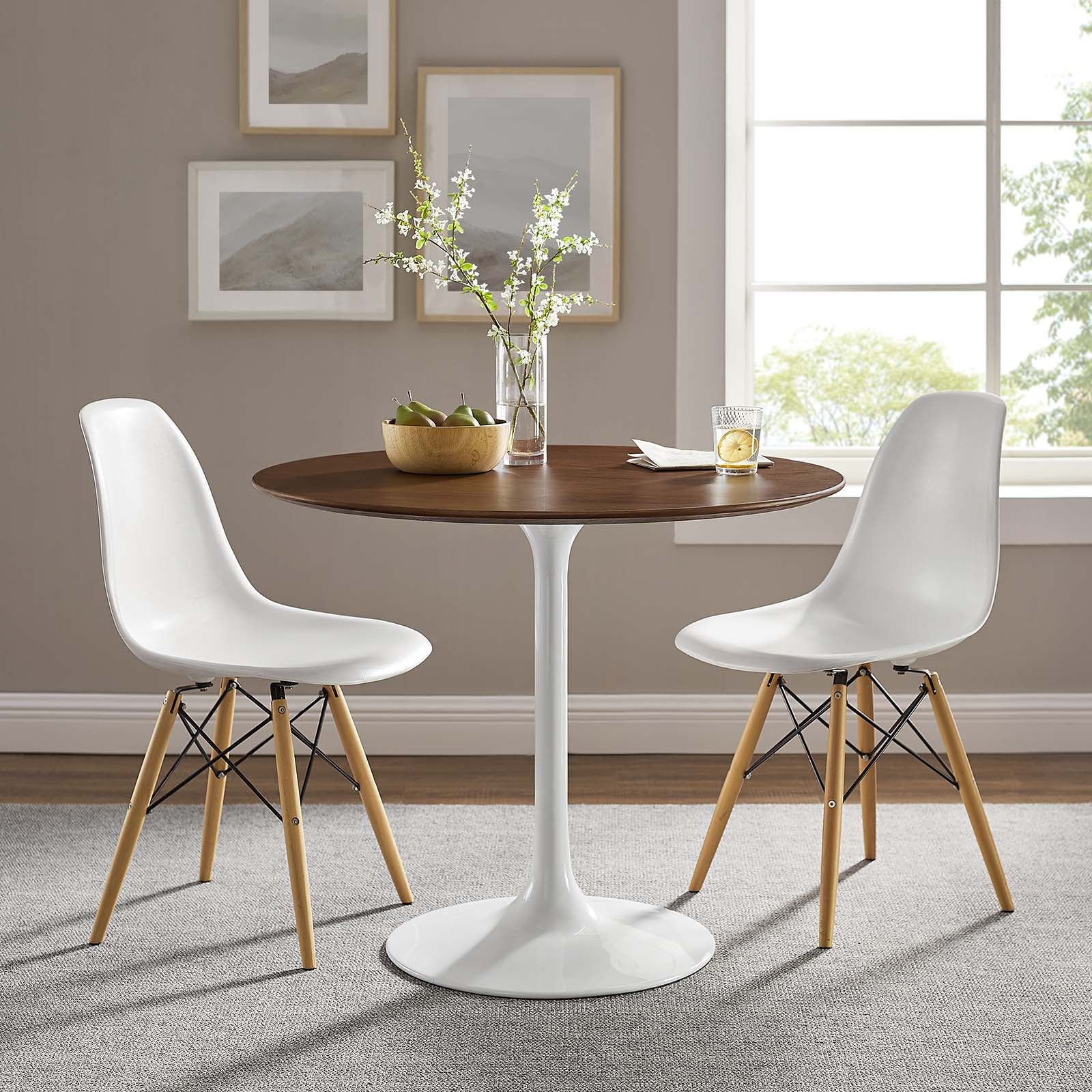 Modway Lippa 36" Round Walnut Dining Table - Walnut - EEI-1136 | Dining Tables | Modishstore - 1