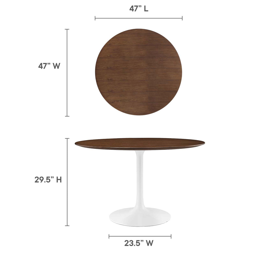 Modway Lippa 47" Round Walnut Top Dining Table in Walnut - EEI-1137 | Dining Tables | Modishstore - 11