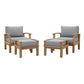 Marina 4 Piece Outdoor Patio Teak Set by Modway | Sofas | Modishstore - 2