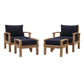 Marina 4 Piece Outdoor Patio Teak Set by Modway | Sofas | Modishstore - 7