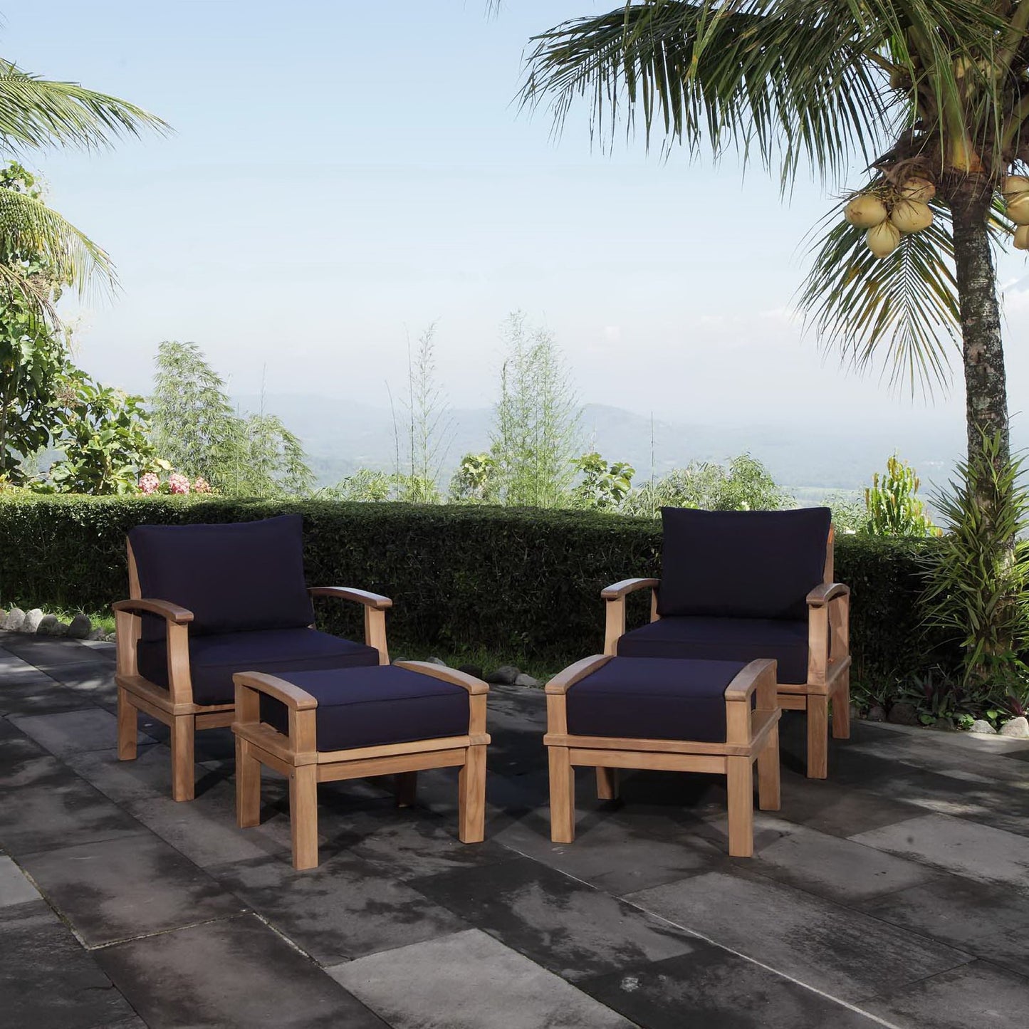 Marina 4 Piece Outdoor Patio Teak Set by Modway | Sofas | Modishstore - 12