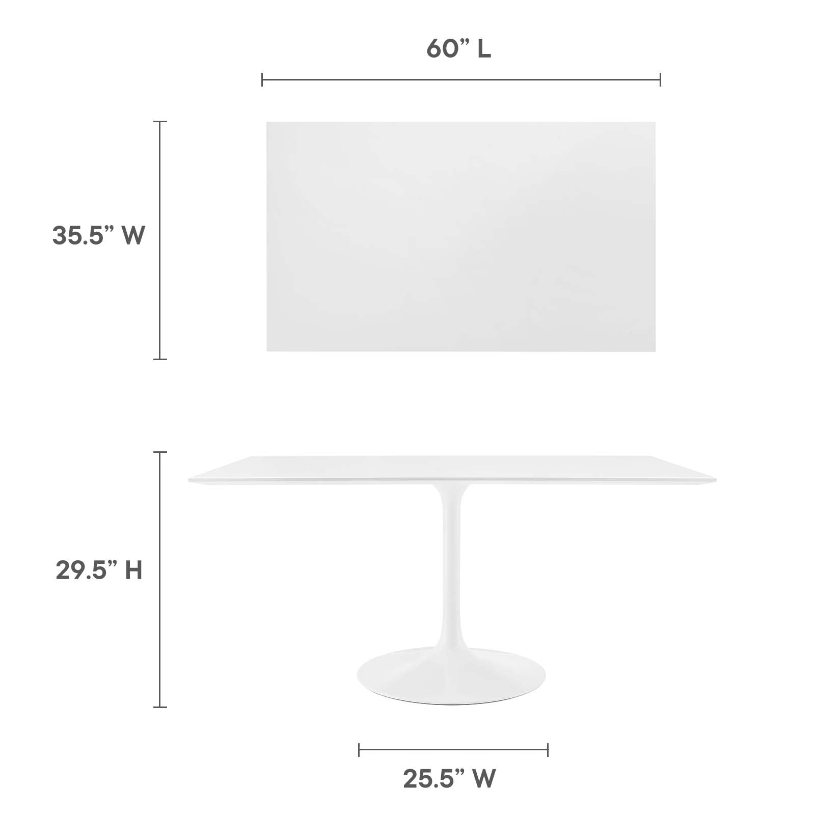 Modway Lippa 60" Rectangle Wood Top Dining Table in White - EEI-1656 | Dining Tables | Modishstore - 11
