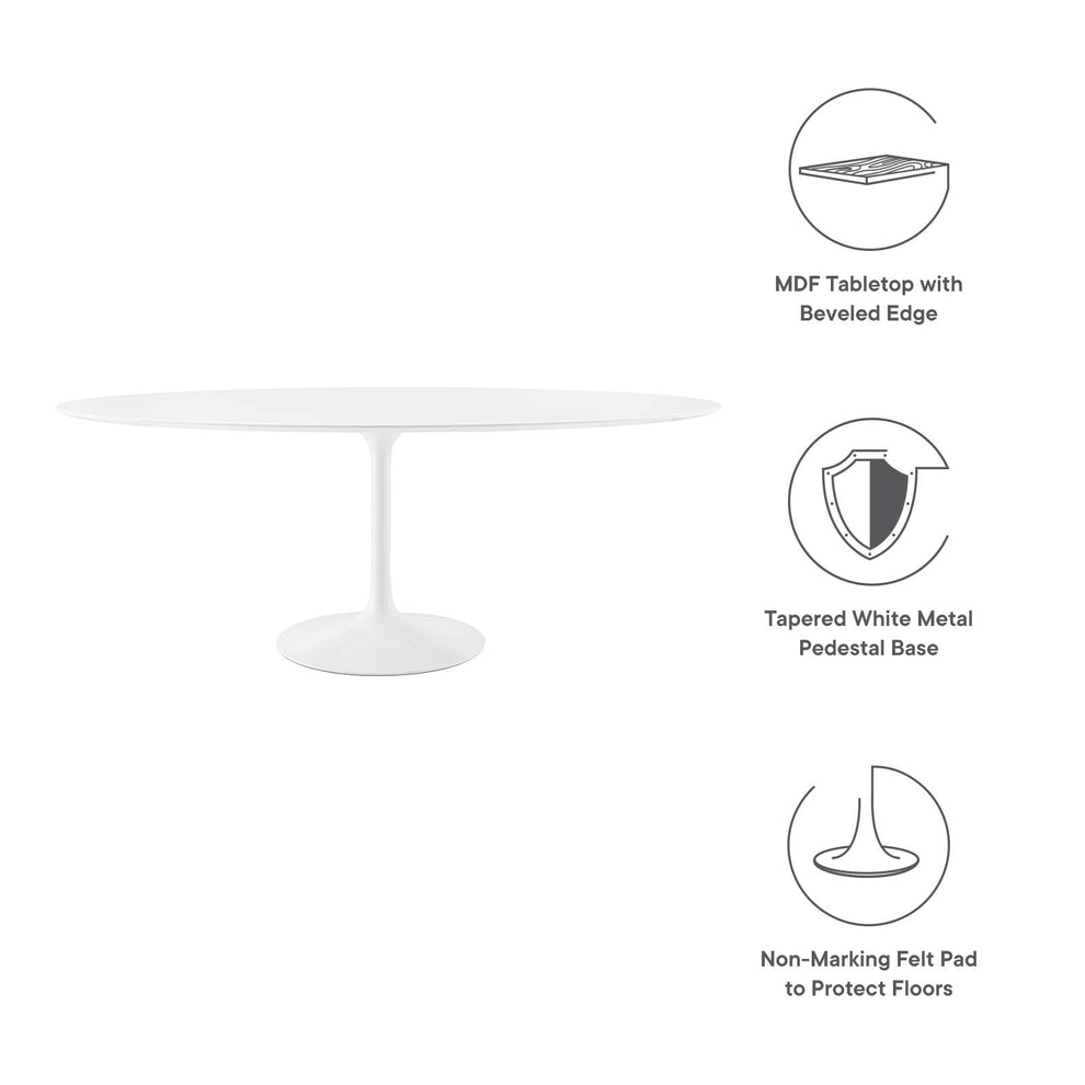 Modway Lippa 78" Oval Wood Top Dining Table in White - EEI-1657 | Dining Tables | Modishstore - 9