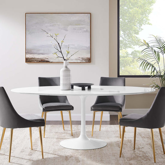 Modway Lippa 78" Oval Wood Top Dining Table in White EEI1657 White