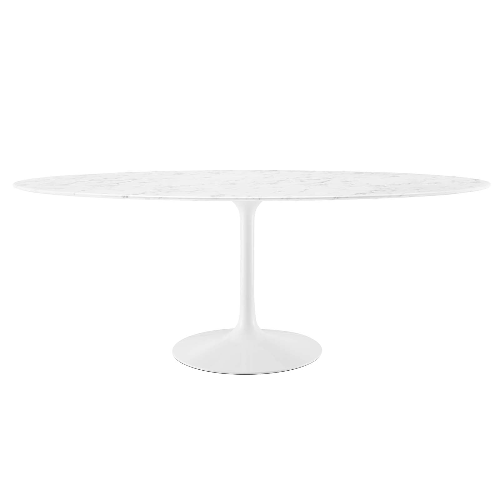 Modway Lippa 78" Oval Artificial Marble Dining Table in White - EEI-1659 | Dining Tables | Modishstore - 6