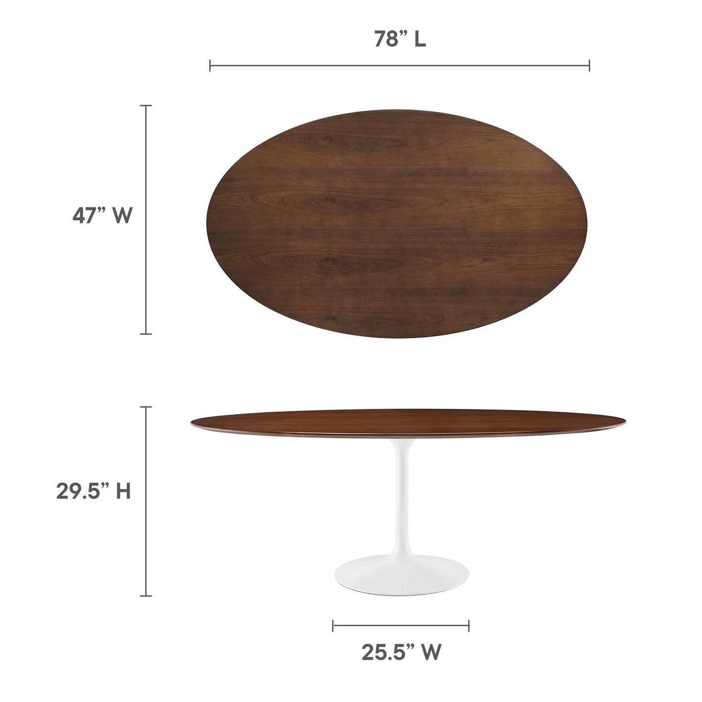Modway Lippa 78" Oval Wood Dining Table in Walnut - EEI-1661