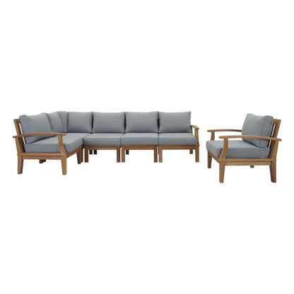 Modway Marina 6 Piece Outdoor Patio Teak Sofa Set - EEI-1816 | Outdoor Sofas, Loveseats & Sectionals | Modishstore - 11