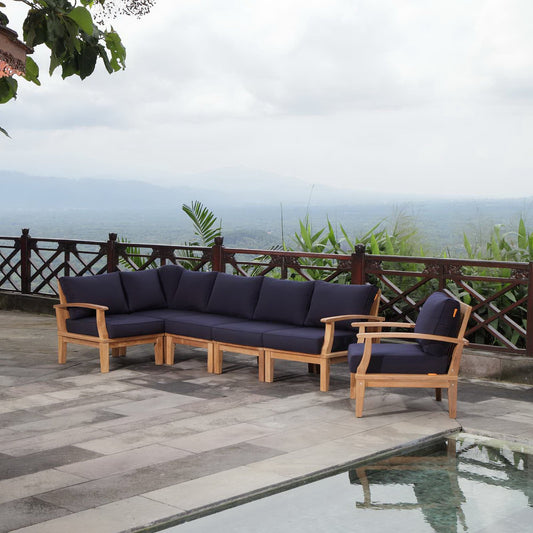 Marina 6 Piece Outdoor Patio Teak Set by Modway | Sofas | Modishstore - 1