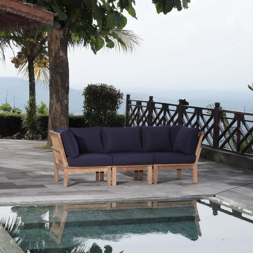 Marina 3 Piece Outdoor Patio Teak Set by Modway | Sofas | Modishstore - 1