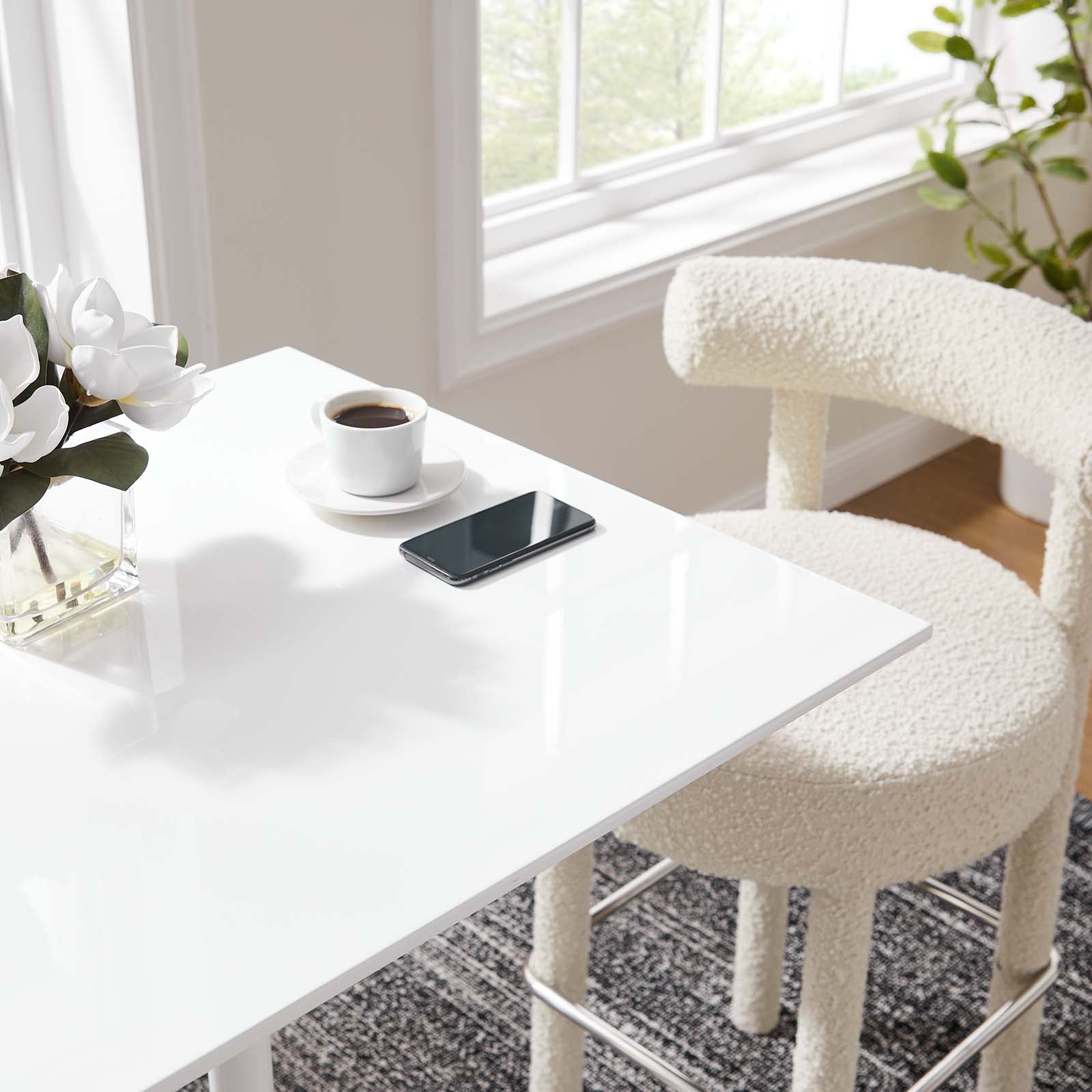modway Lippa 28" Square Wood Top Bar Table White - EEI-1826 | Bar Tables | Modishstore - 5