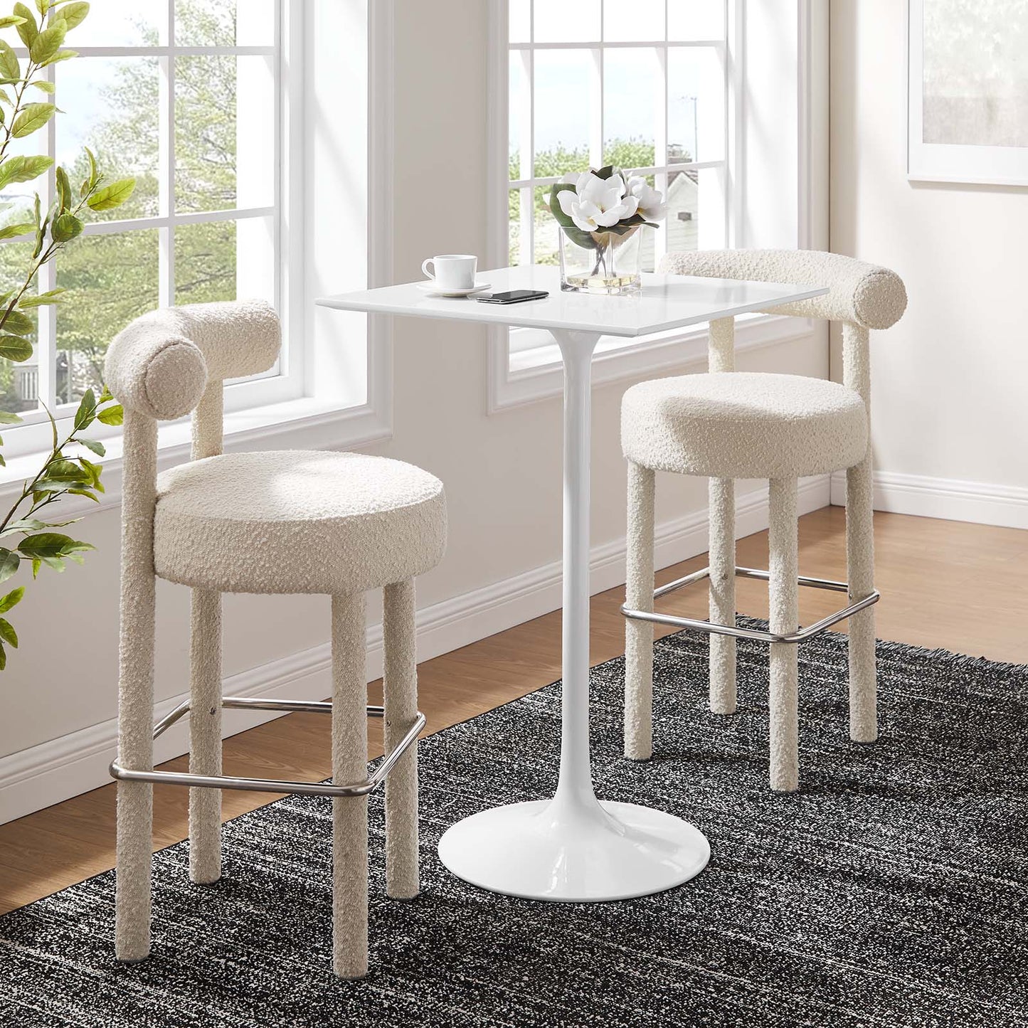 modway Lippa 28" Square Wood Top Bar Table White - EEI-1826 | Bar Tables | Modishstore - 6