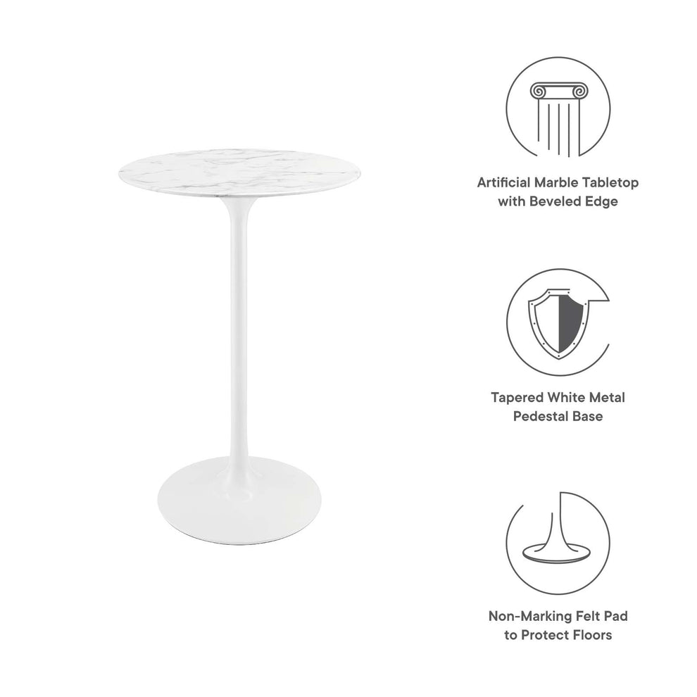 Modway Lippa 28" Artificial Marble Bar Table in White - EEI-1827 | Bar Tables | Modishstore - 10