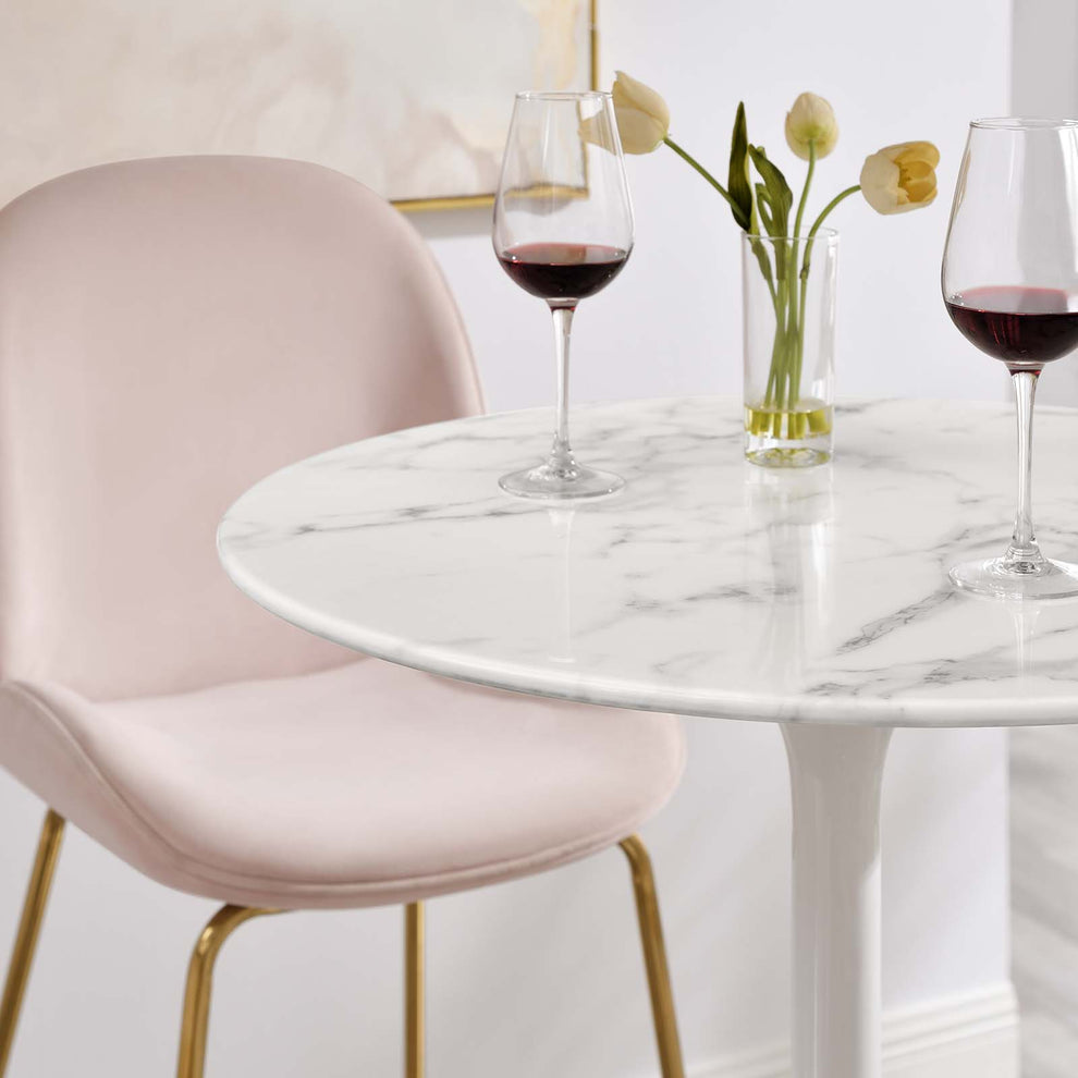 Modway Lippa 28" Artificial Marble Bar Table in White - EEI-1827 | Bar Tables | Modishstore - 7