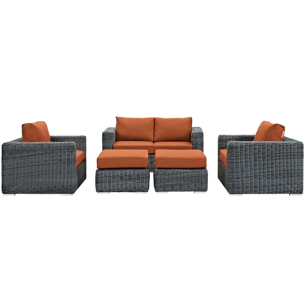Modway Summon 5 Piece Outdoor Patio Sunbrella Sectional Set - EEI-1893 | Outdoor Sofas, Loveseats & Sectionals | Modishstore - 36