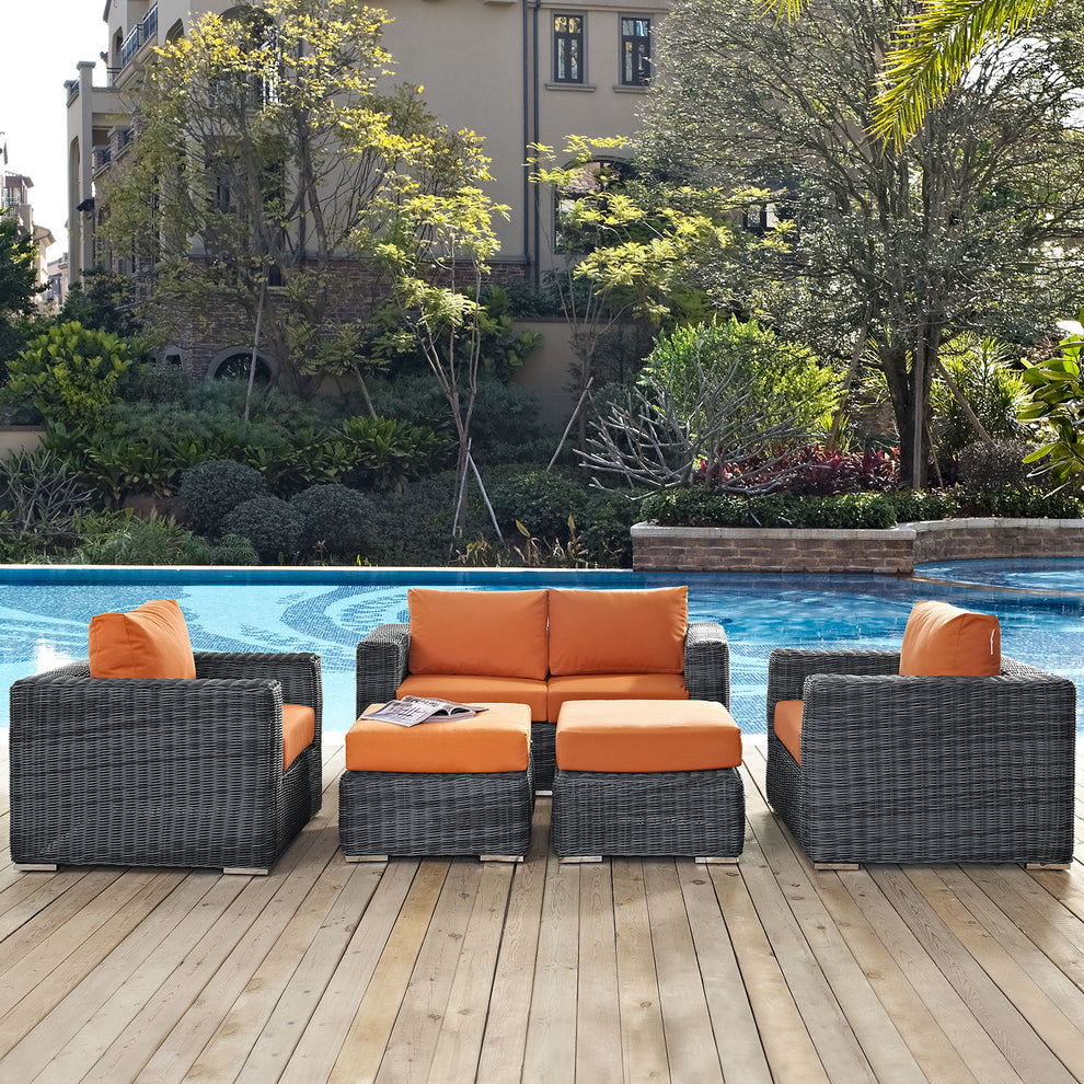 Modway Summon 5 Piece Outdoor Patio Sunbrella Sectional Set - EEI-1893 | Outdoor Sofas, Loveseats & Sectionals | Modishstore - 35