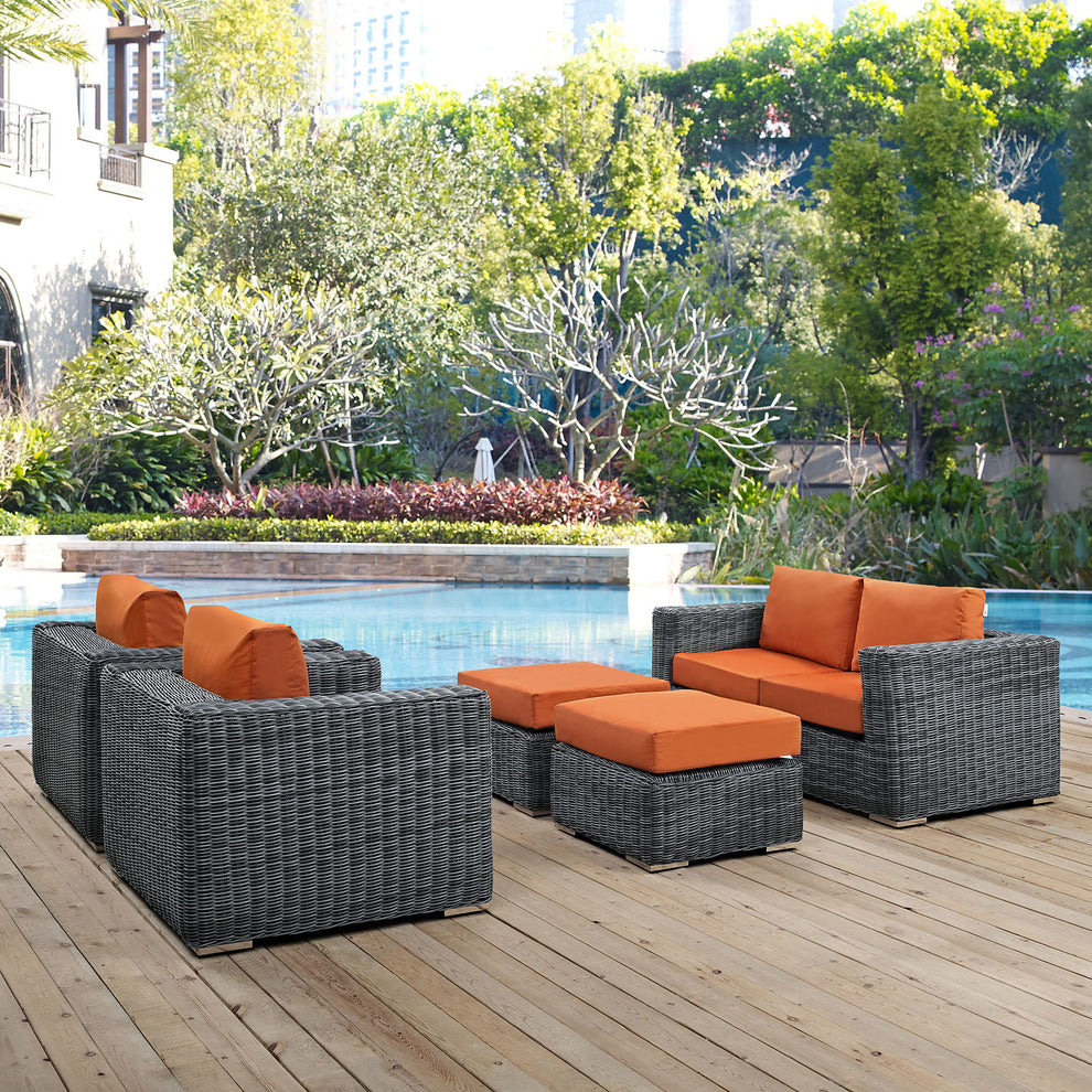 Modway Summon 5 Piece Outdoor Patio Sunbrella Sectional Set - EEI-1893 | Outdoor Sofas, Loveseats & Sectionals | Modishstore - 32