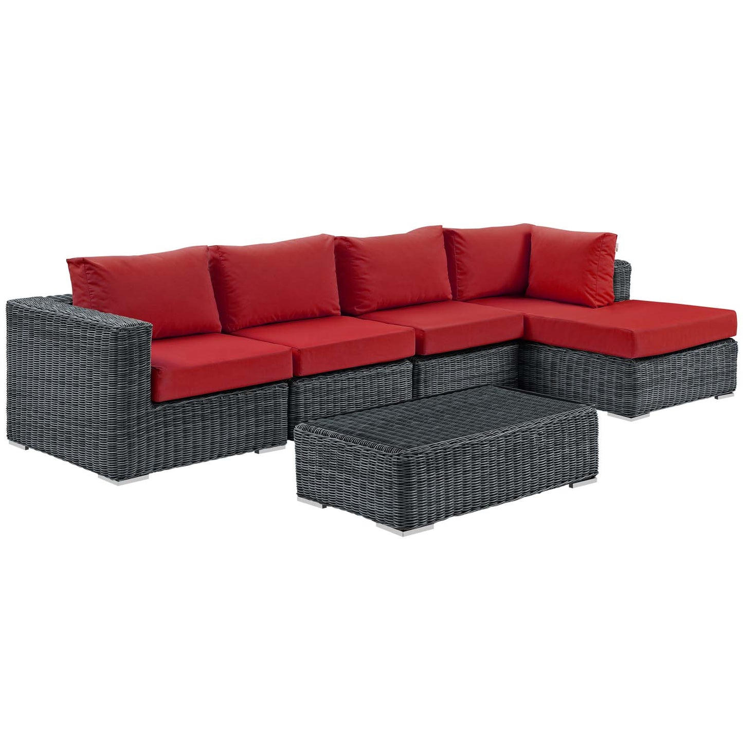 Summon 5 Piece Outdoor Patio Sunbrella® Sectional Set By Modway - EEI-1900 | Outdoor Sofas, Loveseats & Sectionals | Modishstore - 10