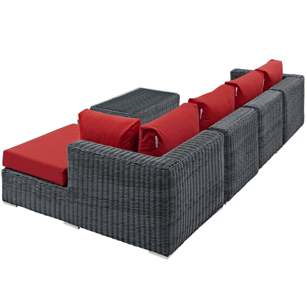 Summon 5 Piece Outdoor Patio Sunbrella® Sectional Set By Modway - EEI-1900 | Outdoor Sofas, Loveseats & Sectionals | Modishstore - 11