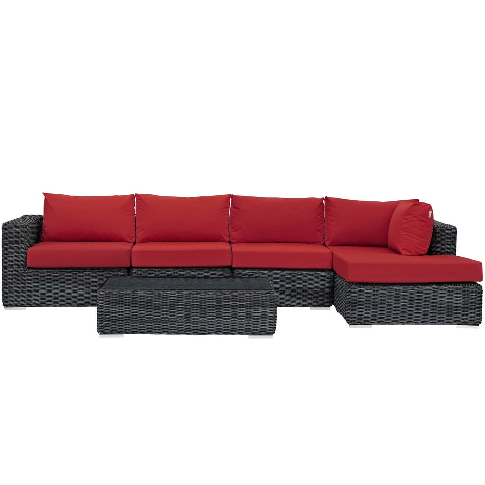 Summon 5 Piece Outdoor Patio Sunbrella® Sectional Set By Modway - EEI-1900 | Outdoor Sofas, Loveseats & Sectionals | Modishstore - 15