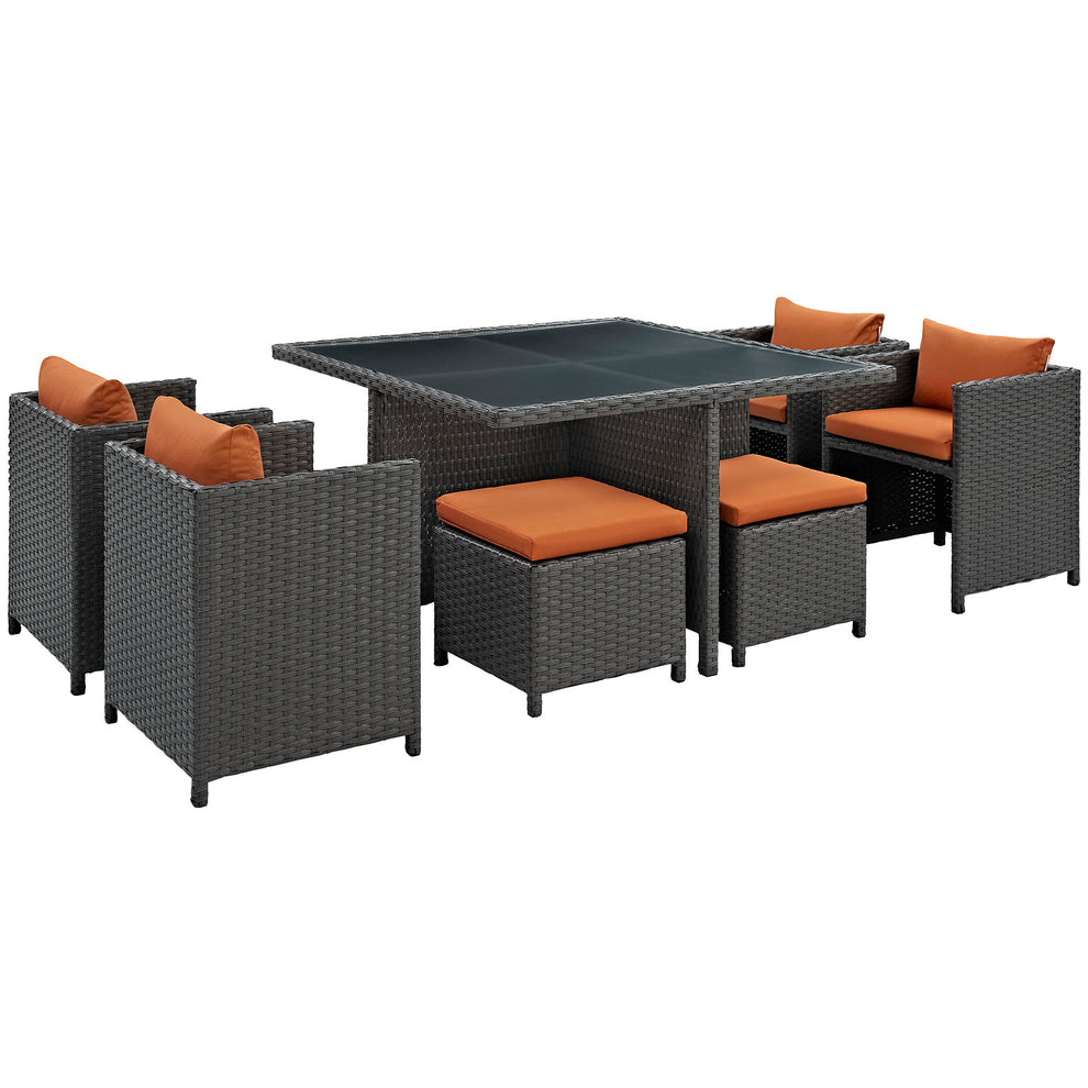 Modway Sojourn 9 Piece Outdoor Patio Glass Top Dining Set - EEI-1946 | Outdoor Dining Sets | Modishstore - 17
