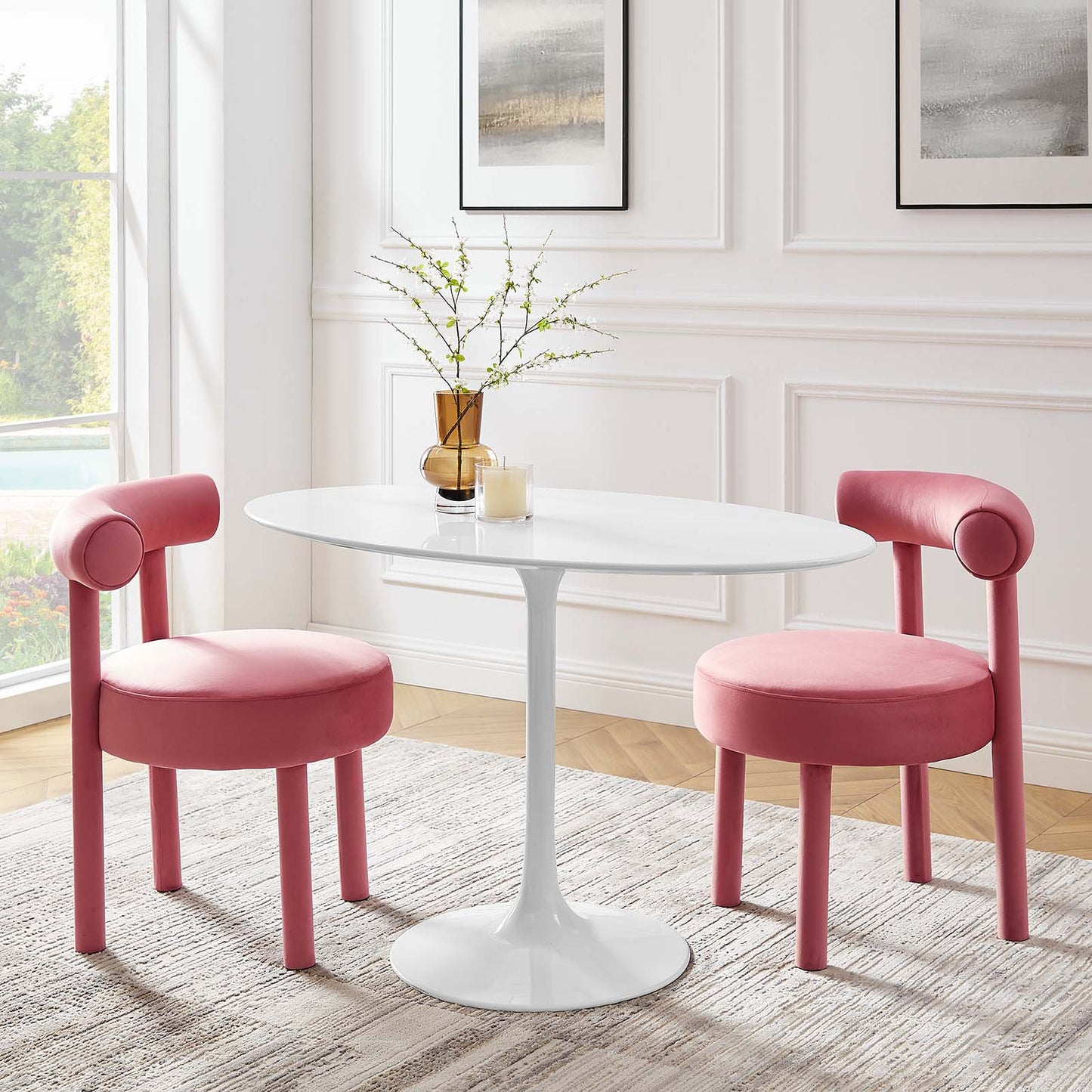 Modway Lippa 48" Oval Wood Top Dining Table in White - EEI-2017 | Dining Tables | Modishstore - 6