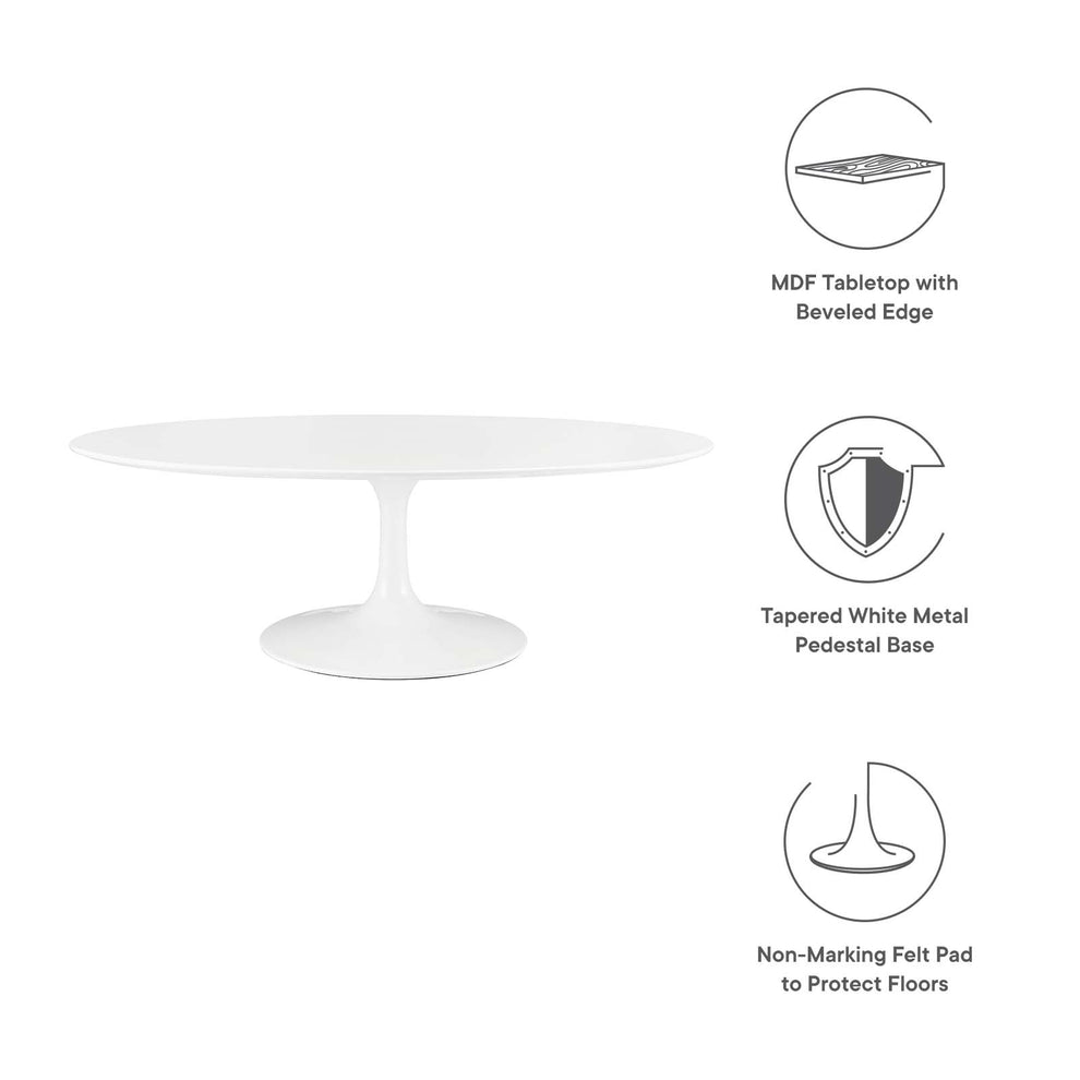Modway Lippa 48" Oval-Shaped Wood Top Coffee Table in White - EEI-2018 | Coffee Tables | Modishstore - 11