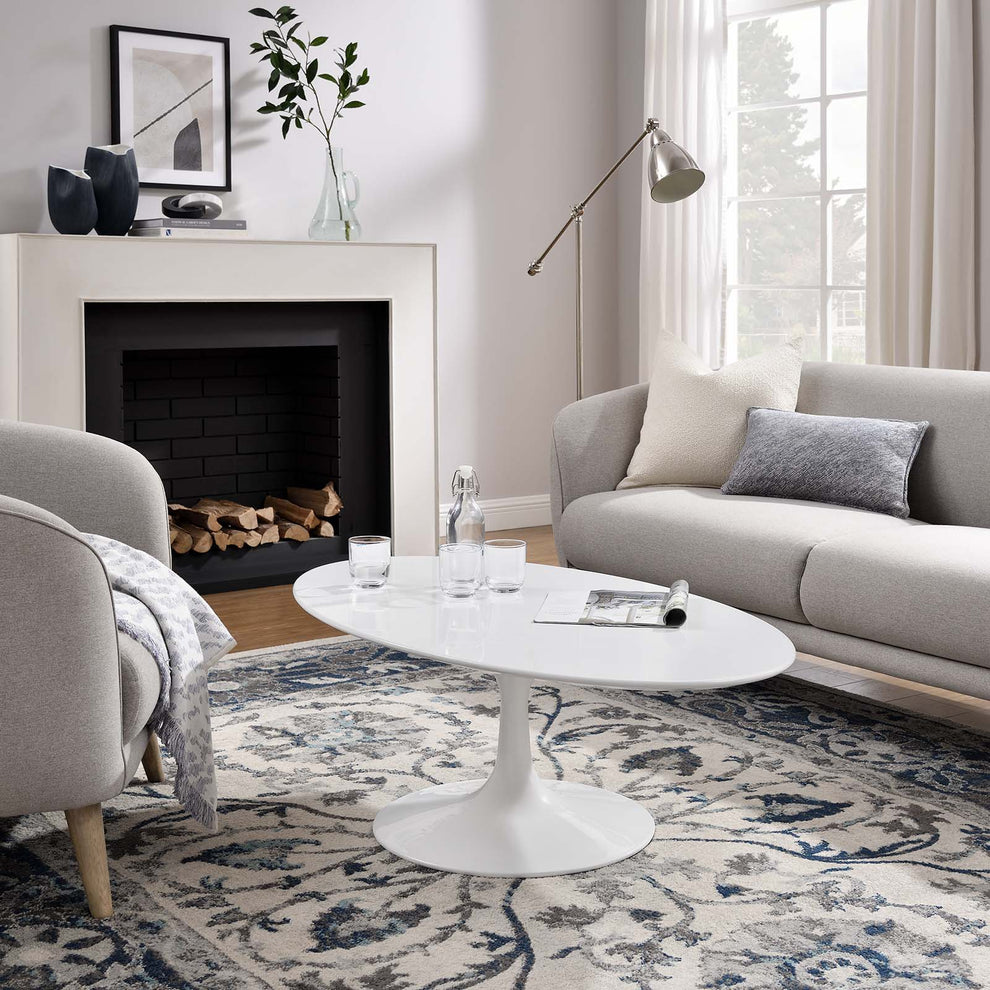 Modway Lippa 48" Oval-Shaped Wood Top Coffee Table in White - EEI-2018 | Coffee Tables | Modishstore - 8