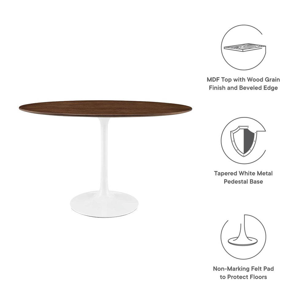 Modway Lippa 48" Oval Walnut Top Dining Table in Walnut - EEI-2019 | Dining Tables | Modishstore - 11
