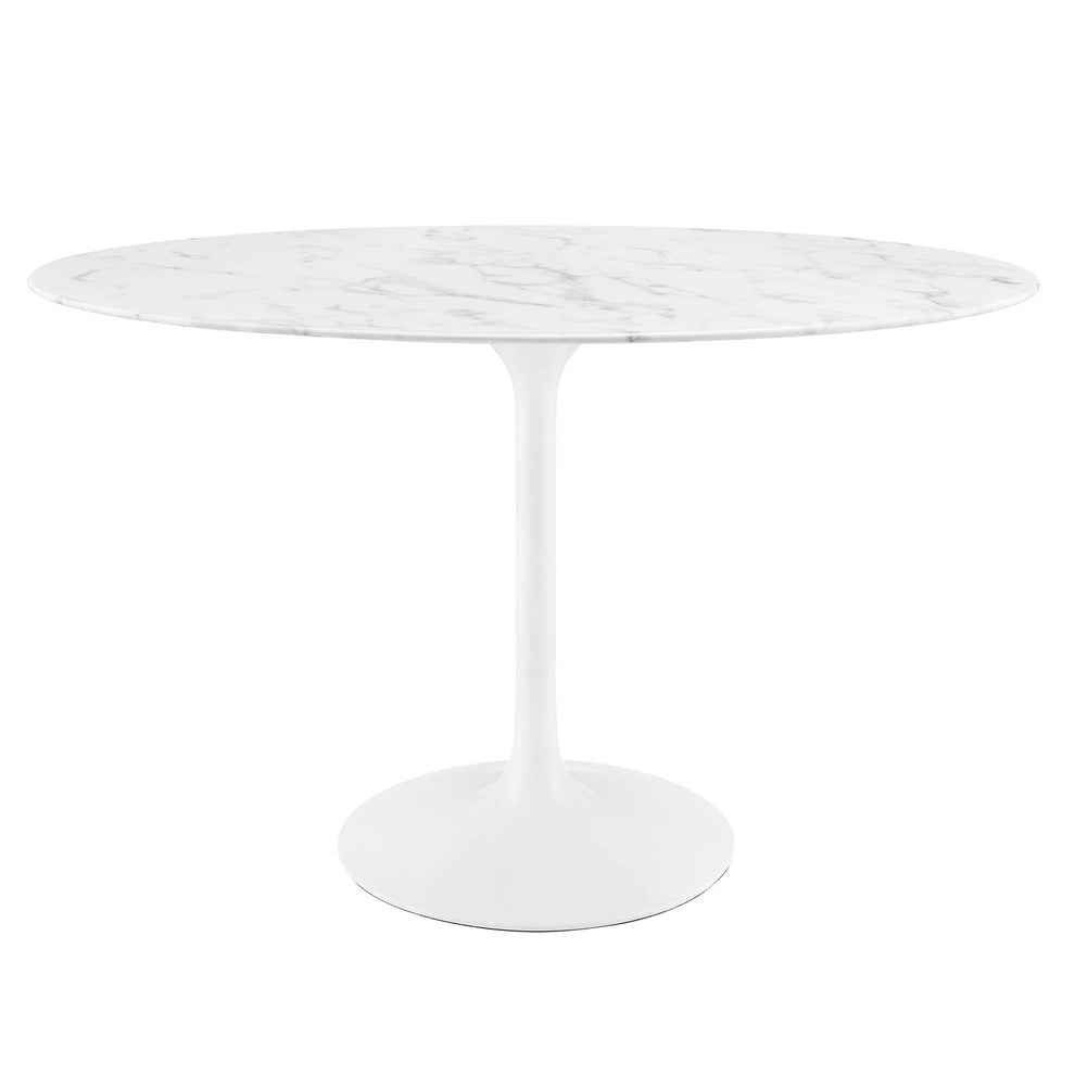 Modway Lippa 48" Oval Artificial Marble Dining Table in White - EEI-2021 | Dining Tables | Modishstore - 8