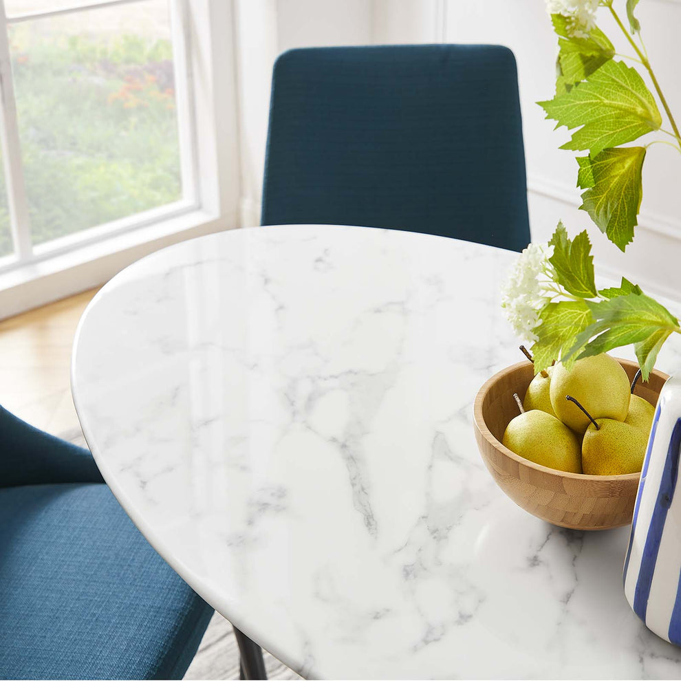 Modway Lippa 48" Oval Artificial Marble Dining Table in White - EEI-2021 | Dining Tables | Modishstore - 6