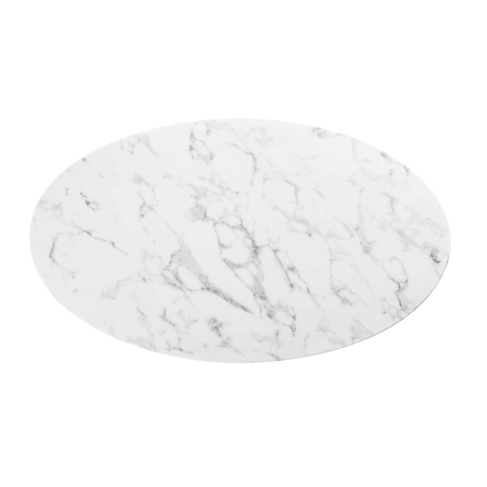 Modway Lippa 48" Oval-Shaped Artificial Marble Coffee Table in White - EEI-2022 | Coffee Tables | Modishstore - 9