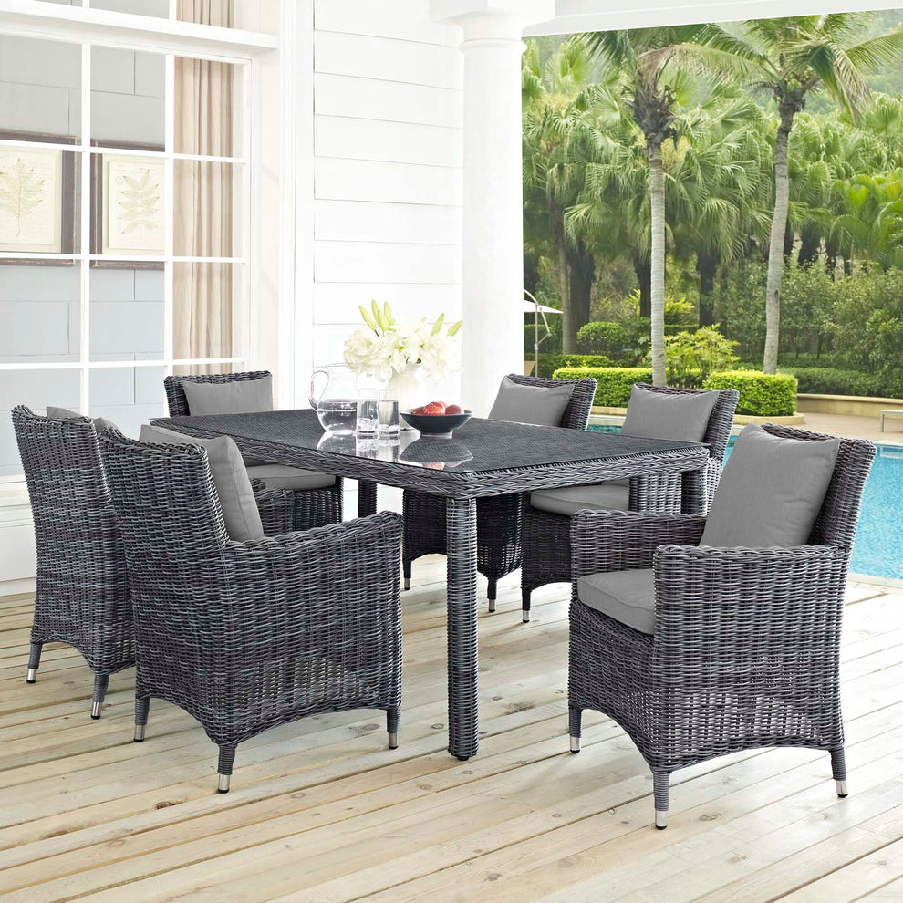 Modway Summon 7 Piece Outdoor Patio Sunbrella Dining Set - EEI-2334 - EEI-2334 | Outdoor Dining Sets | Modishstore - 10