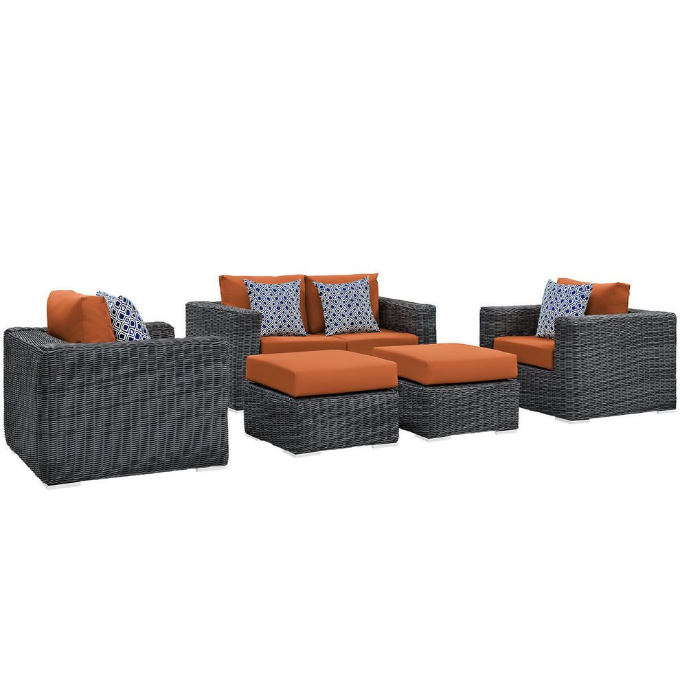 Summon 5 Piece Outdoor Patio Sunbrella¨ Sectional Set by Modway | Outdoor Patio Daybed | Modishstore - 2