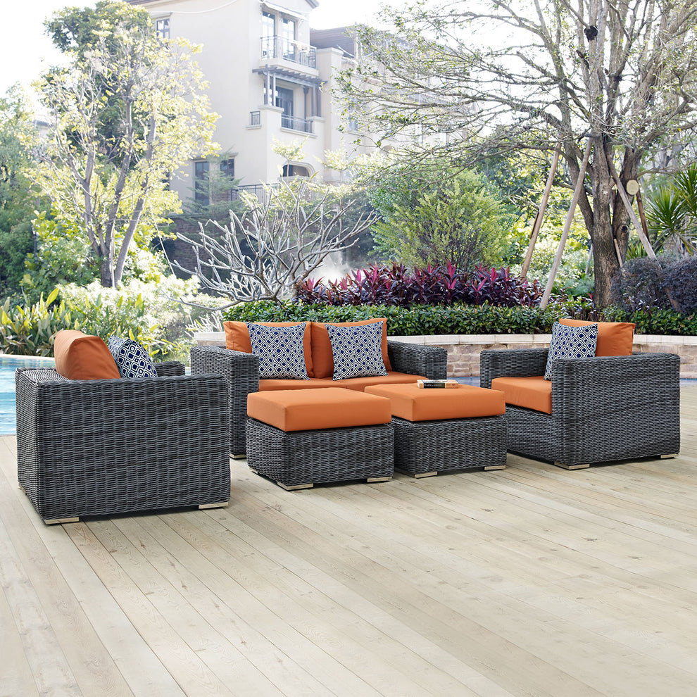 Summon 5 Piece Outdoor Patio Sunbrella¨ Sectional Set by Modway | Outdoor Patio Daybed | Modishstore - 7