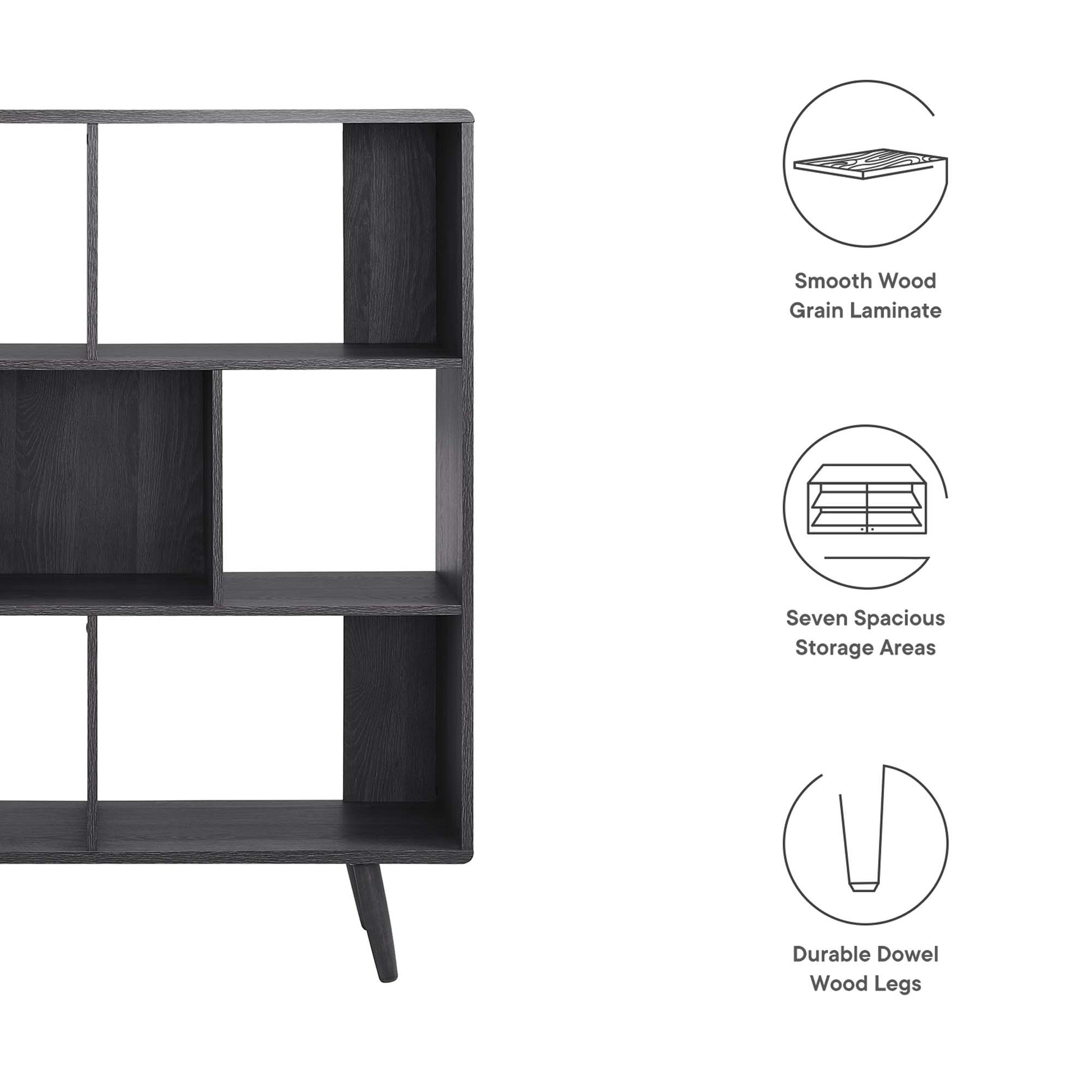 Transmit 7 Shelf Wood Grain Bookcase by Modway | Bookcases | Modishstore - 7