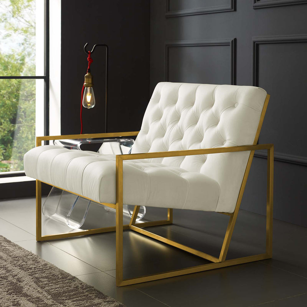 Modway Bequest Gold Stainless Steel Performance Velvet Accent Chair - EEI-3073 | Accent Chairs | Modishstore - 15