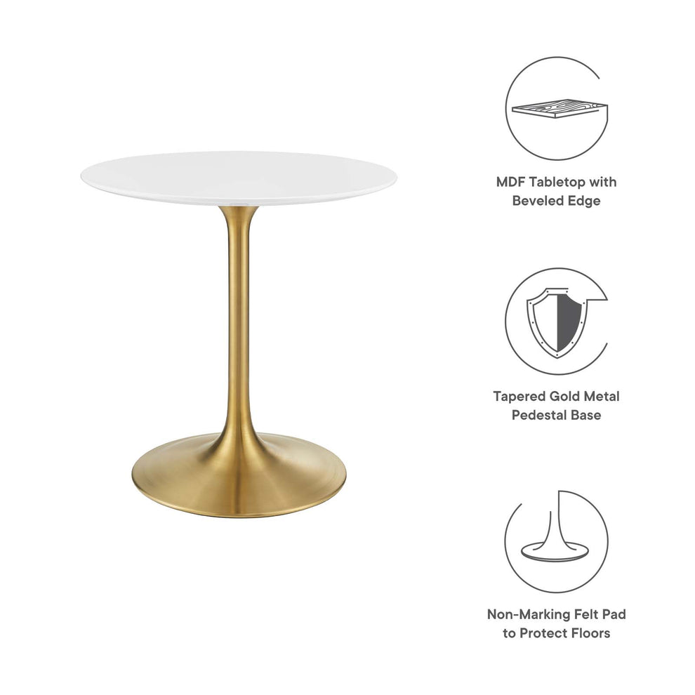 Modway Lippa 28" Round Dining Table In Gold White - EEI-3208 - EEI-3208 | Dining Tables | Modishstore - 10