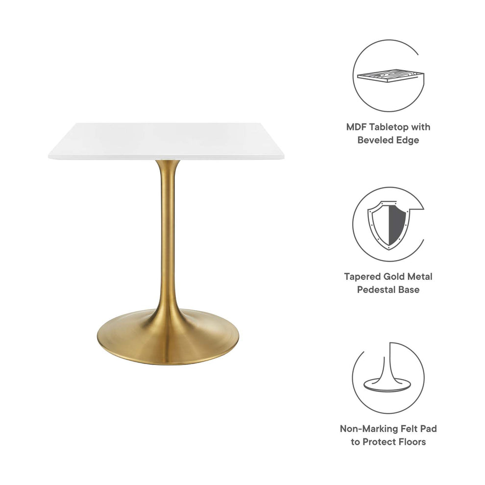 Modway Lippa 28" Square Dining Table In Gold White - EEI-3211 - EEI-3211 | Dining Tables | Modishstore - 10