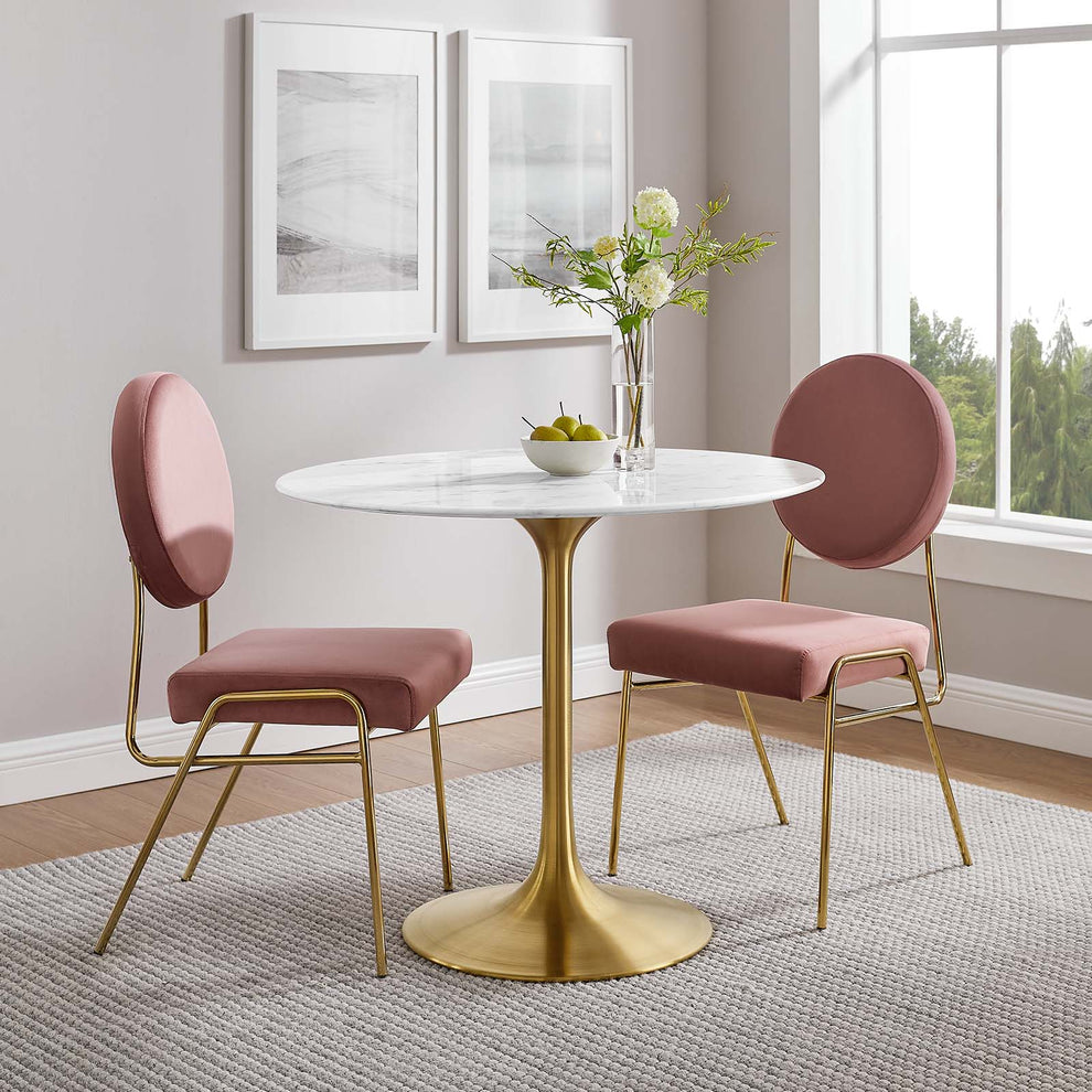 Modway Lippa 36" Round Artificial Marble Dining Table in Gold White - EEI-3214 | Dining Tables | Modishstore - 6