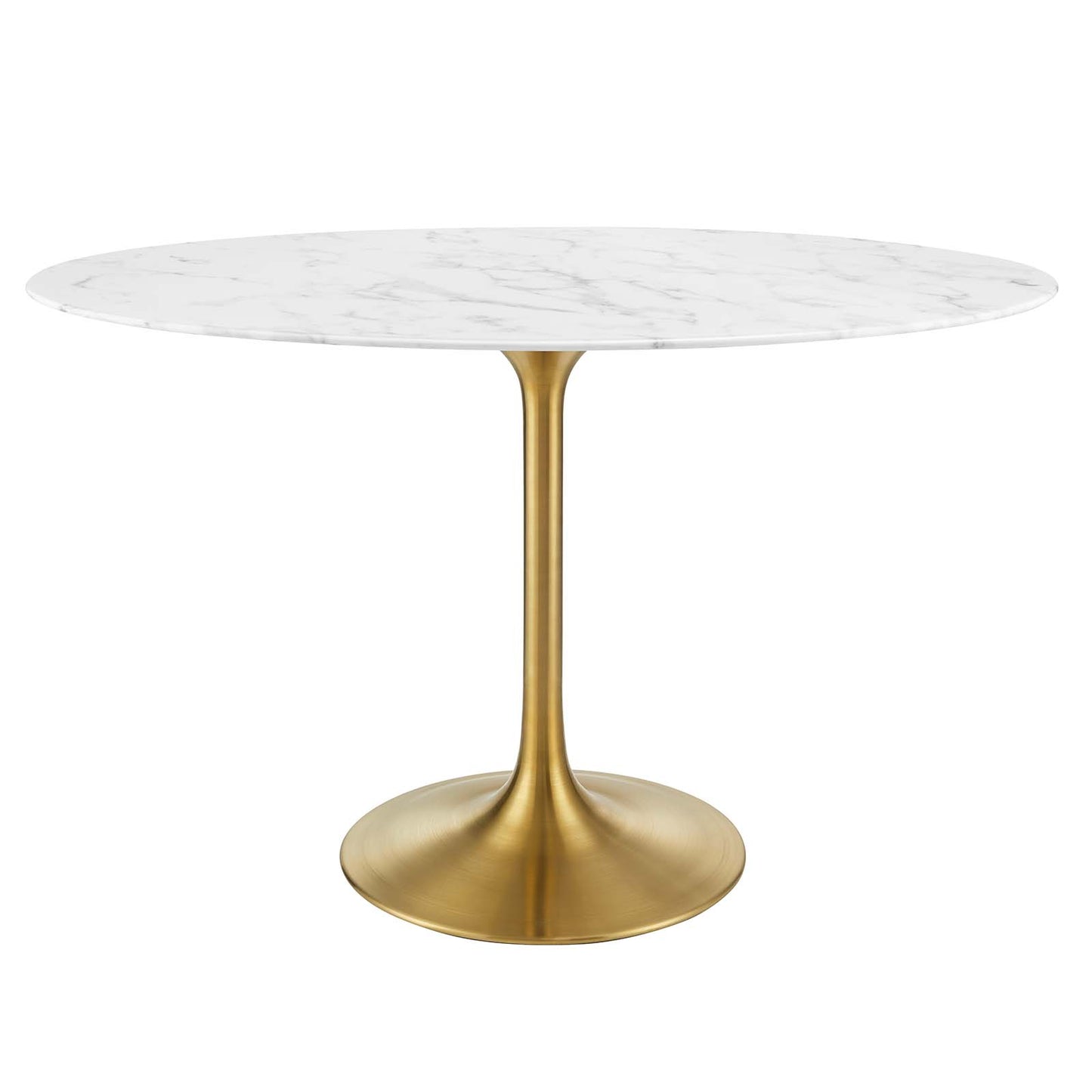 Modway Lippa 48" Oval Artificial Marble Dining Table in Gold White - EEI-3216