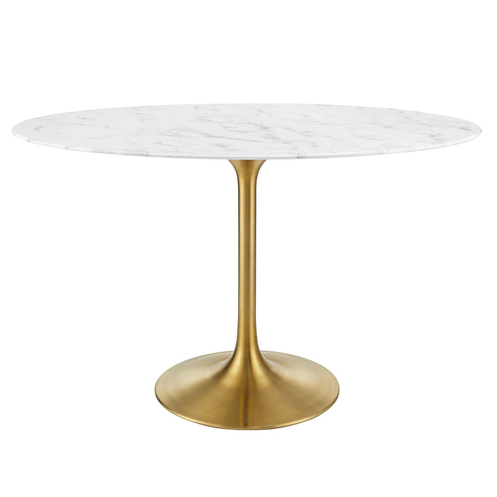 Modway Lippa 48" Oval Artificial Marble Dining Table in Gold White - EEI-3216 | Dining Tables | Modishstore - 7